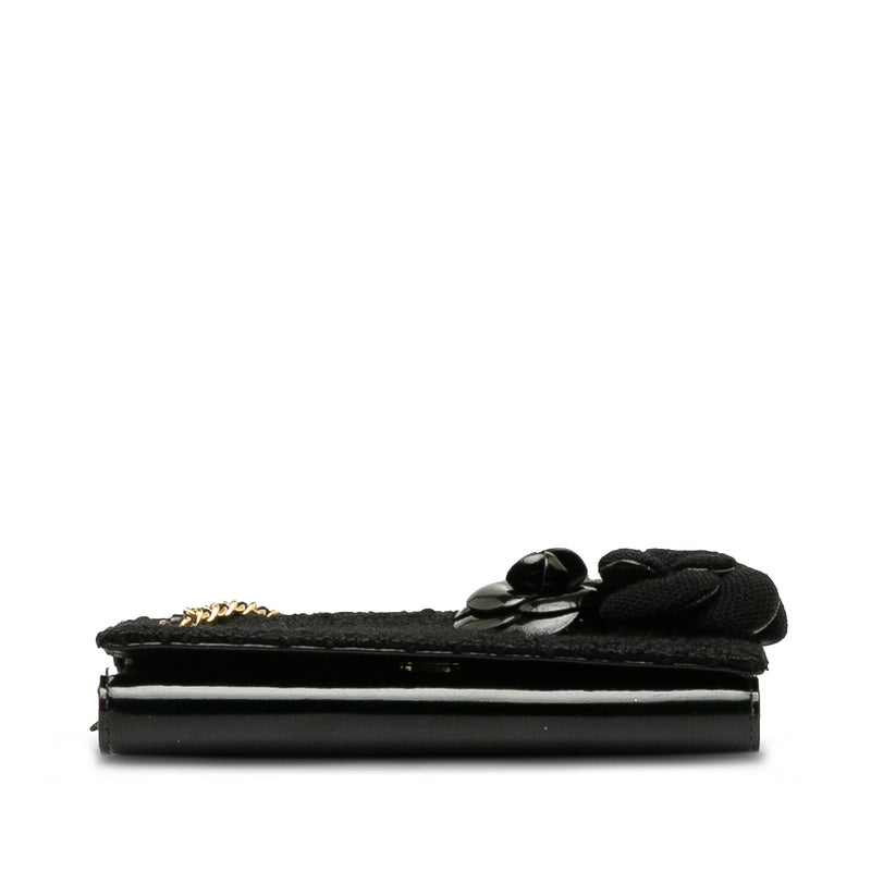 Chanel Tweed Chocolate Bar Camellia Clutch (SHG-6UFZfw)