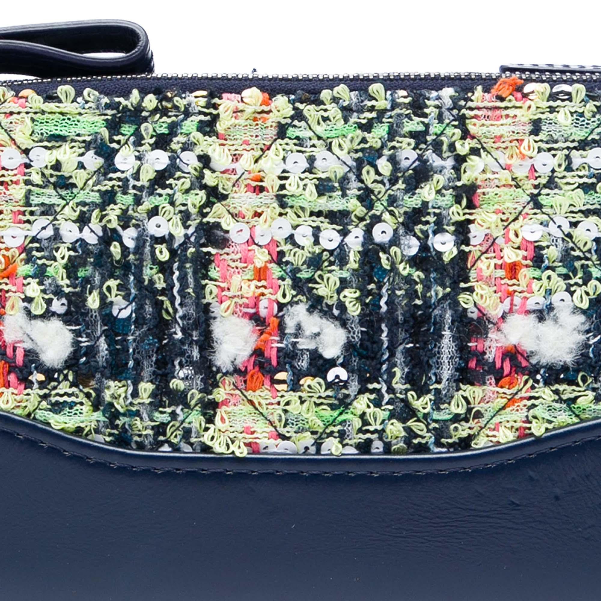 Chanel Tweed Gabrielle Double Zip Clutch with Chain