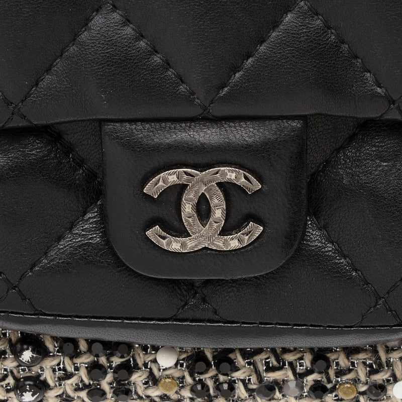 Chanel Tweed Lambskin CC Embellished Wrislet Clutch (SHF-1PtYF3)