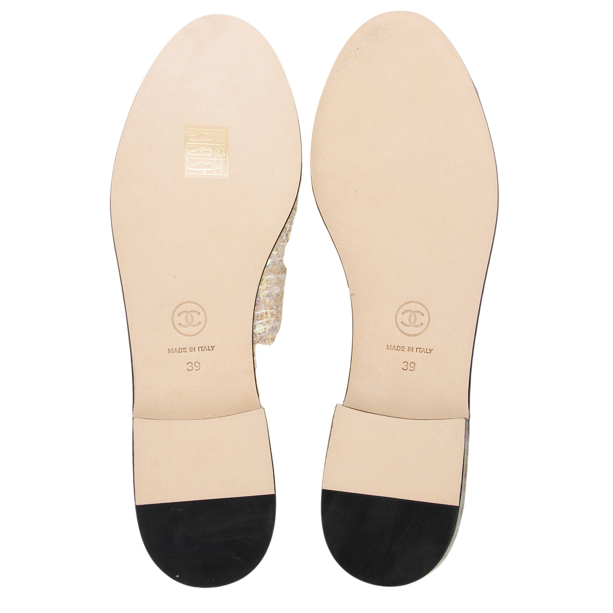 Chanel Tweed Sequin Cap Toe Ballet Flats - Size 9 / 39