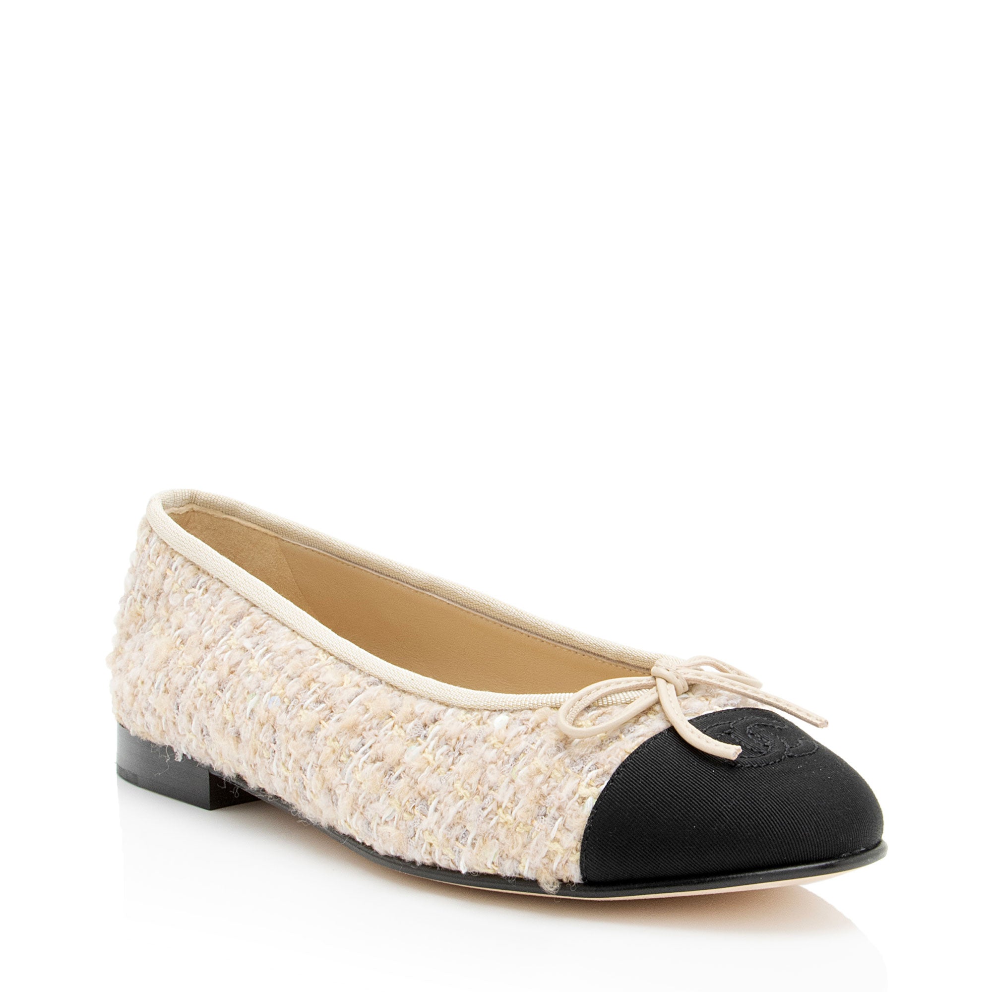 Chanel Tweed Sequin Cap Toe Ballet Flats - Size 9 / 39