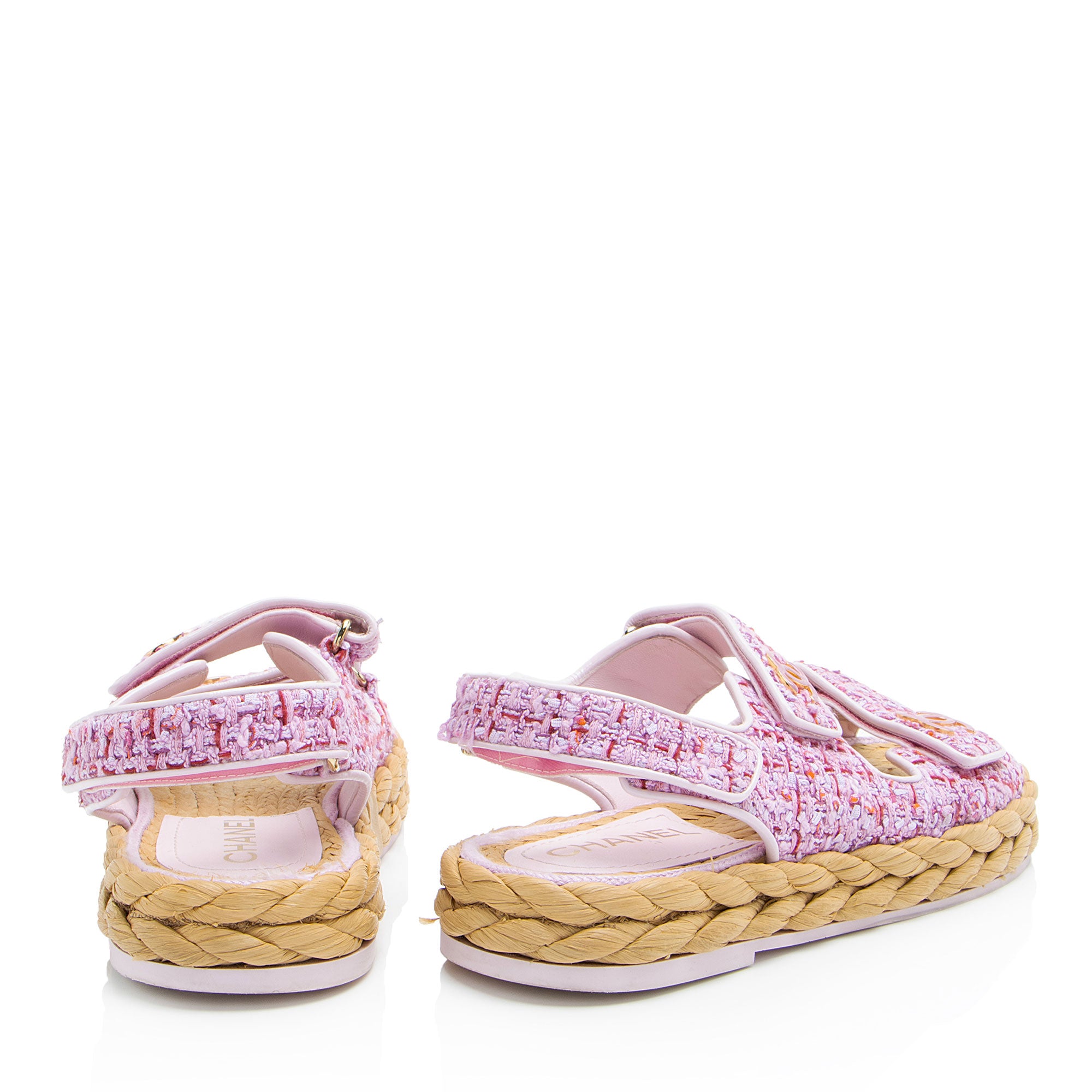 Chanel Tweed Velcro CC Dad Sandals - Size 7 / 37