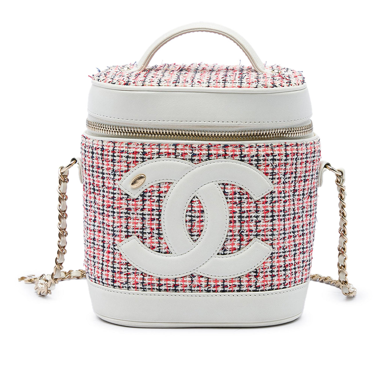 Chanel Tweed and Lambskin CC Vanity Case