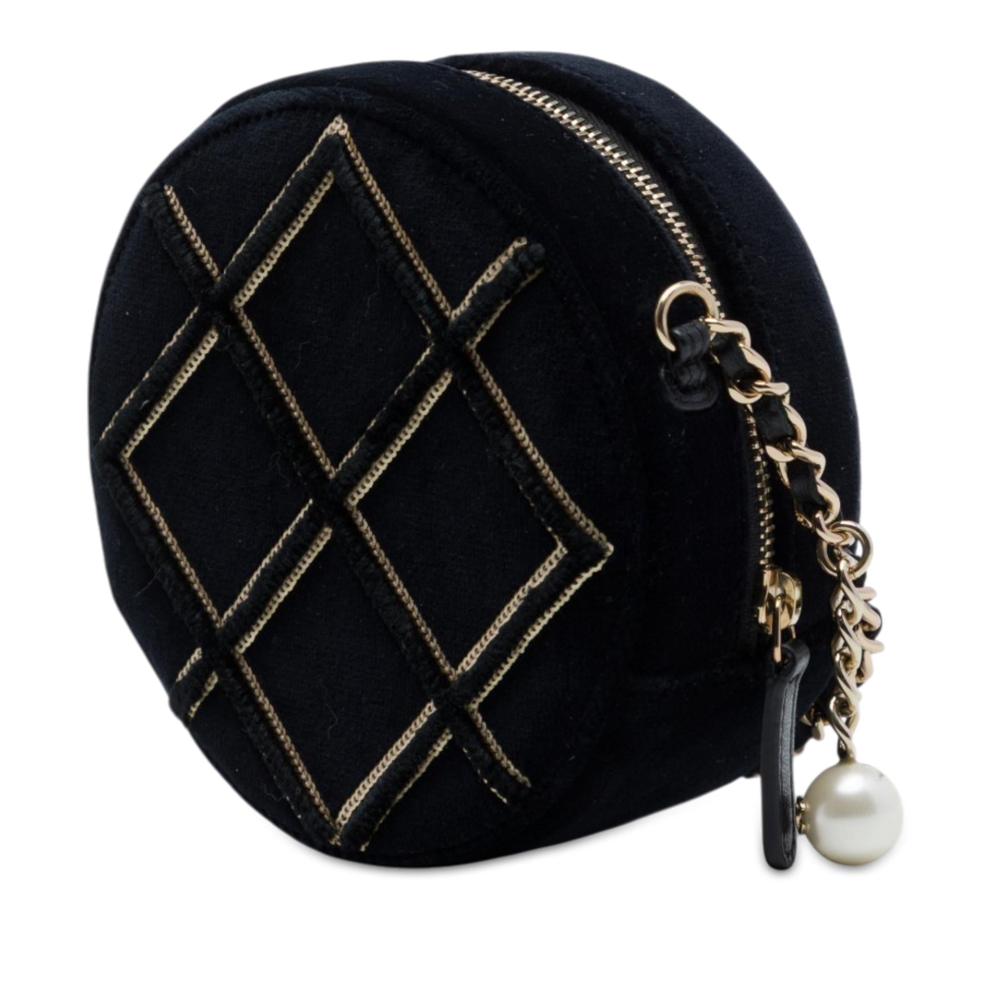 Chanel Velvet Pearl Sequin Round Crossbody