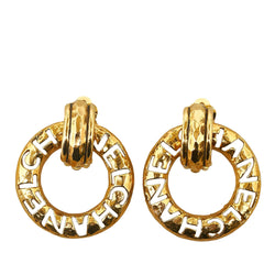 Chanel Vintage Cut-Out Logo Ring Drop Clip-On Earrings (SHG-nzLEEC)
