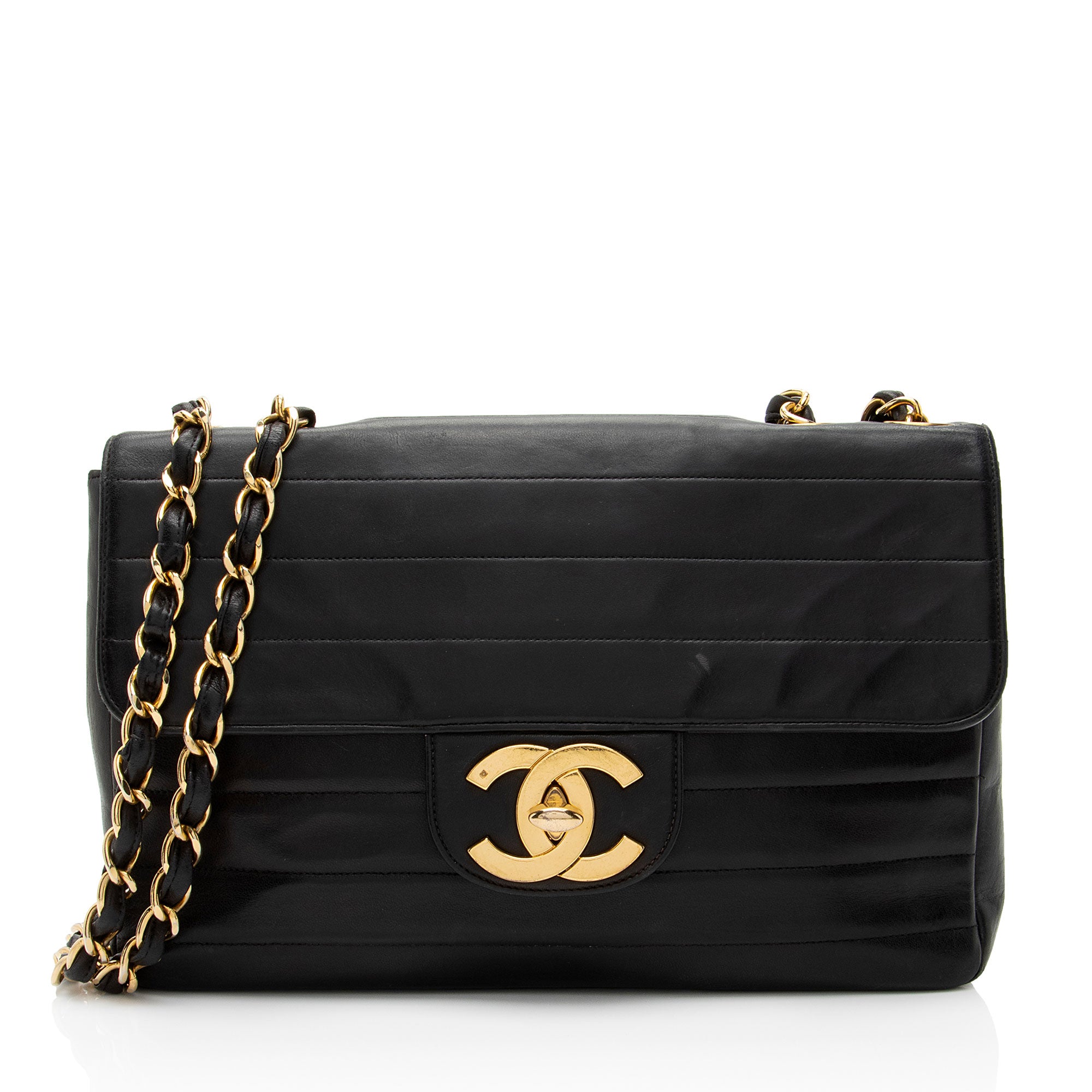 Chanel Vintage Horizontal Quilted Lambskin XL Jumbo Single Flap Bag
