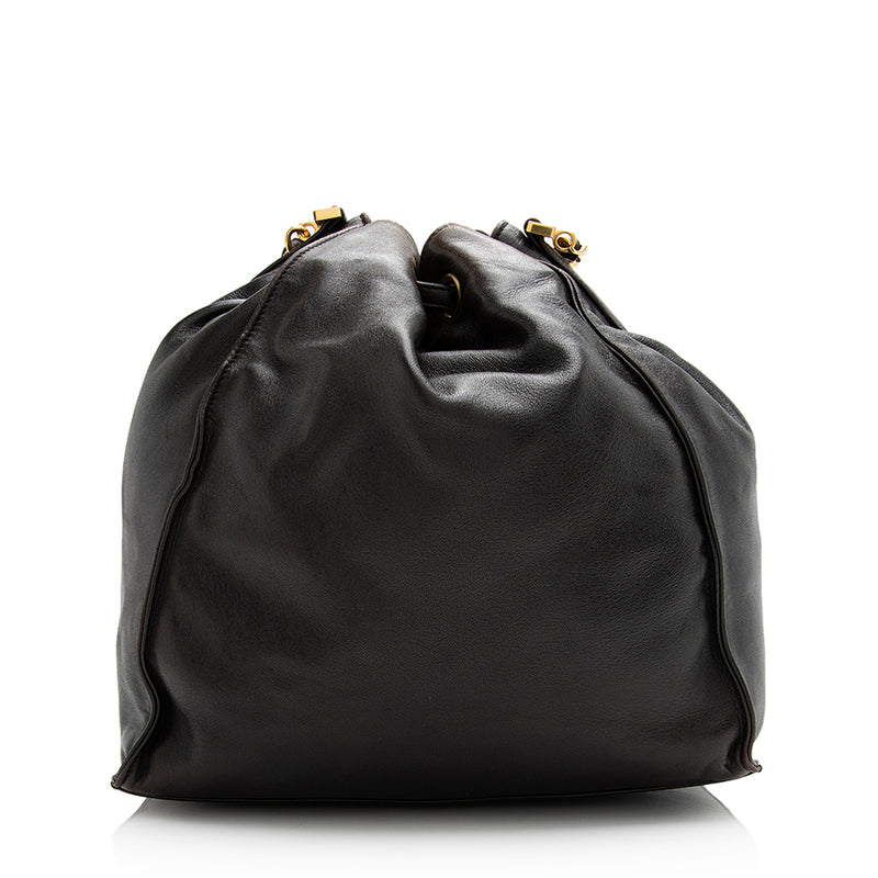 Chanel Vintage Leather Drawstring Bucket Shoulder Bag