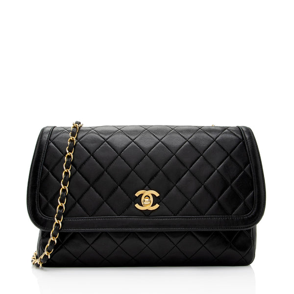 Chanel Vintage Black Quilted Lambskin Leather Classic Square Double Flap  Bag Medium Gold Hardware, 1989-1991 Available For Immediate Sale At  Sotheby's