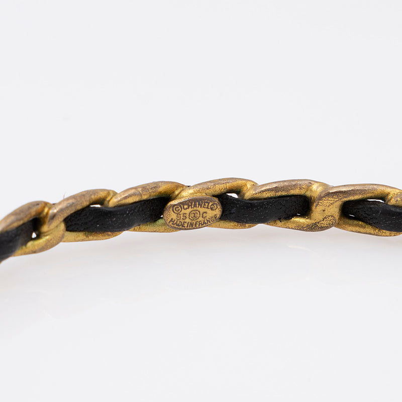 Chanel Vintage Metal Leather Chain CC Medallion Bracelet (SHF-HvvYpL)