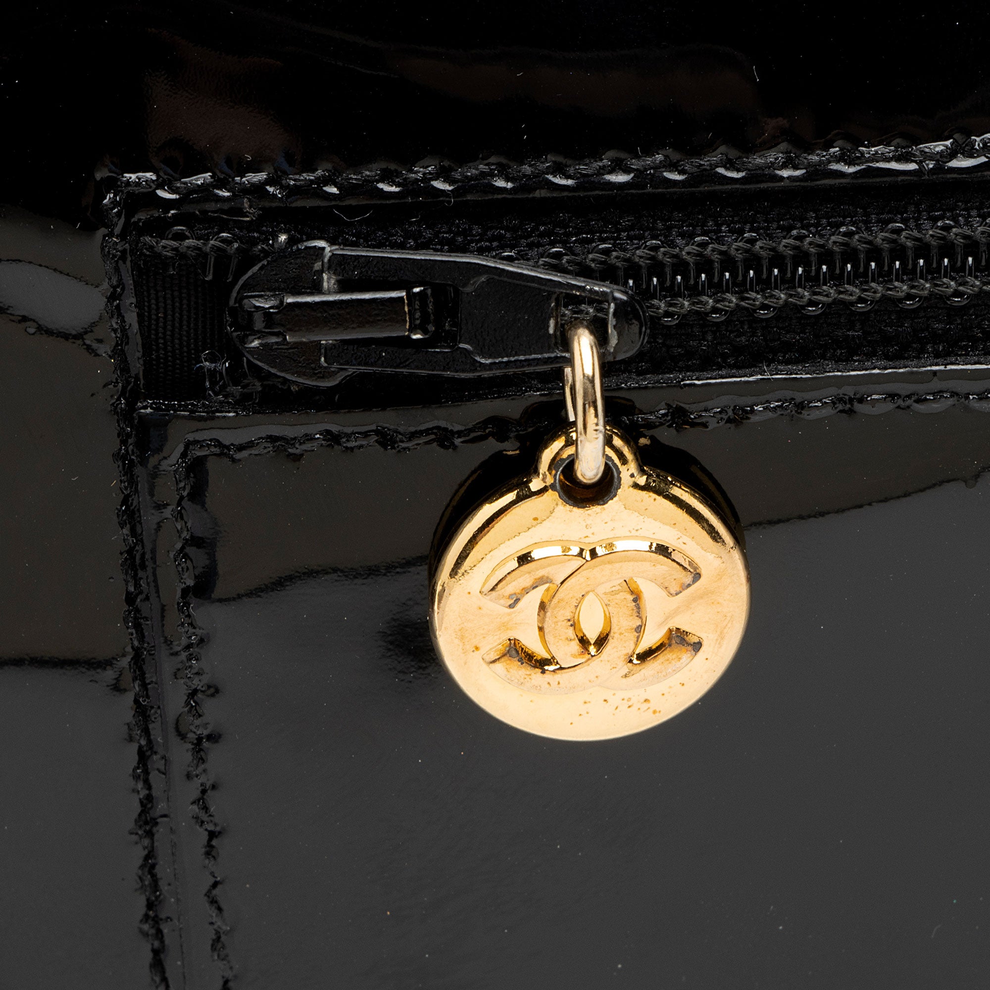 Chanel Vintage Patent Leather CC Wallet on Chain