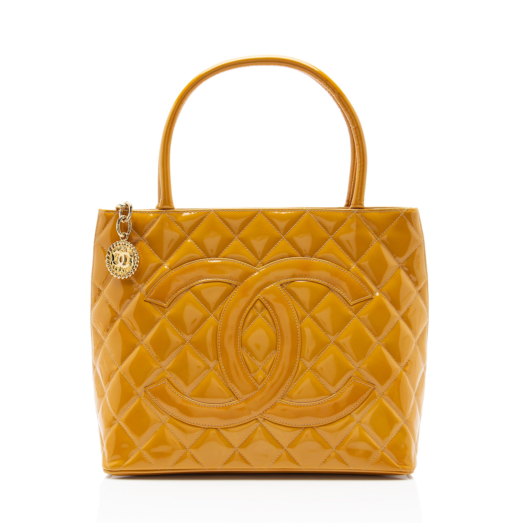 Chanel Vintage Patent Leather Medallion Tote
