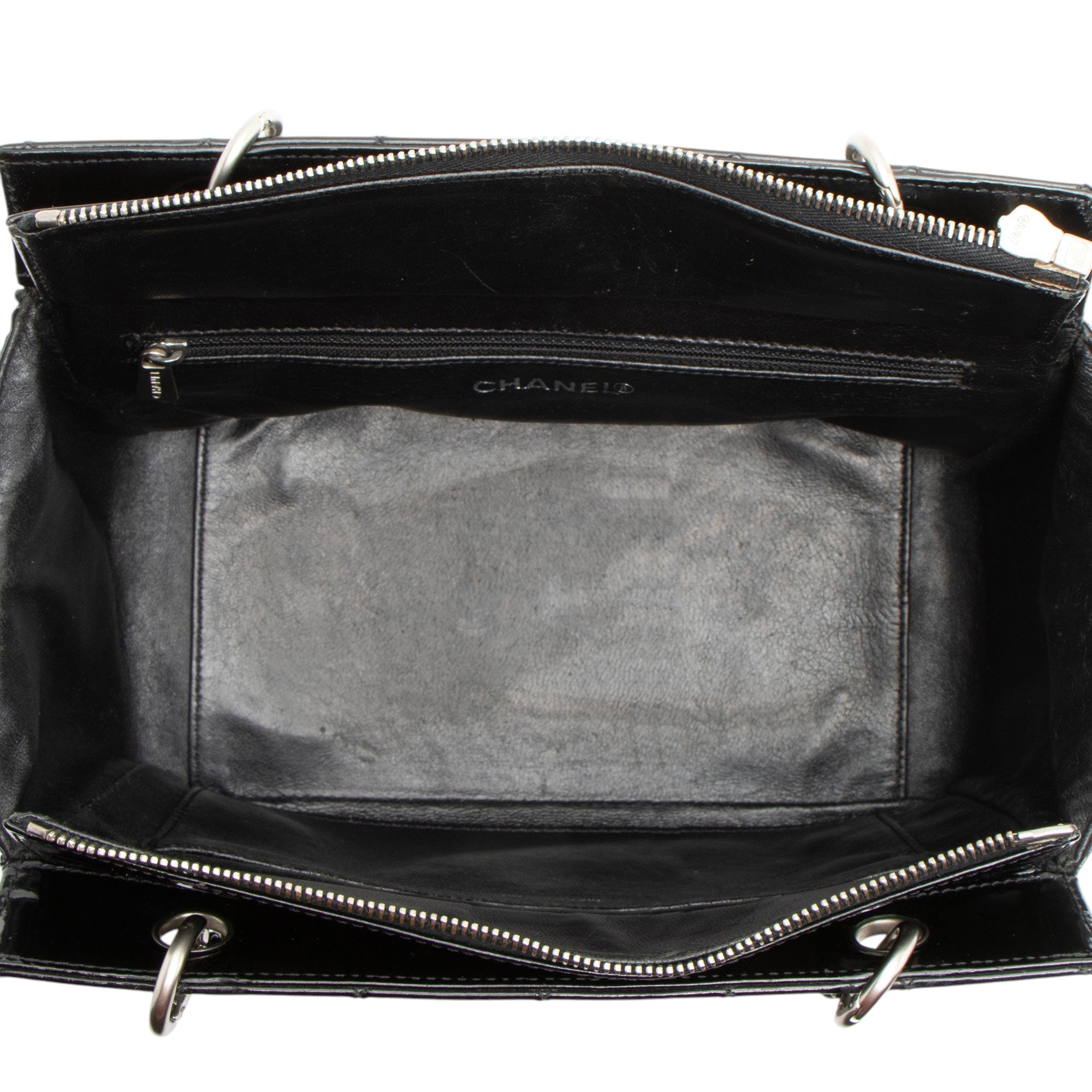 Chanel Vintage Patent Leather Timeless CC Petite Tote