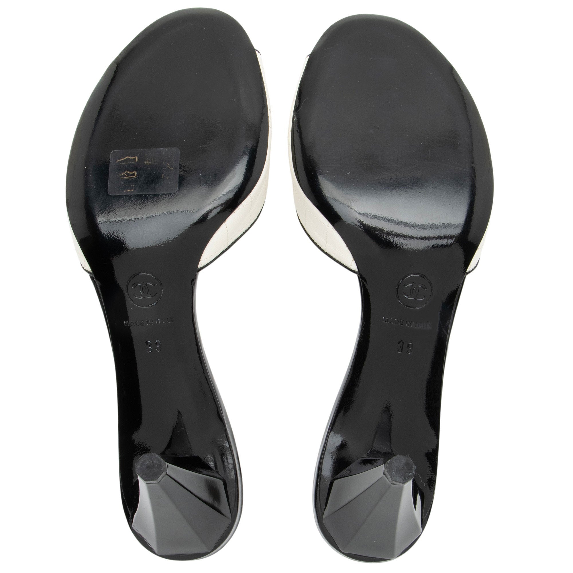 Chanel Vintage Quilted Leather Camelia Mules - Size 9 / 39