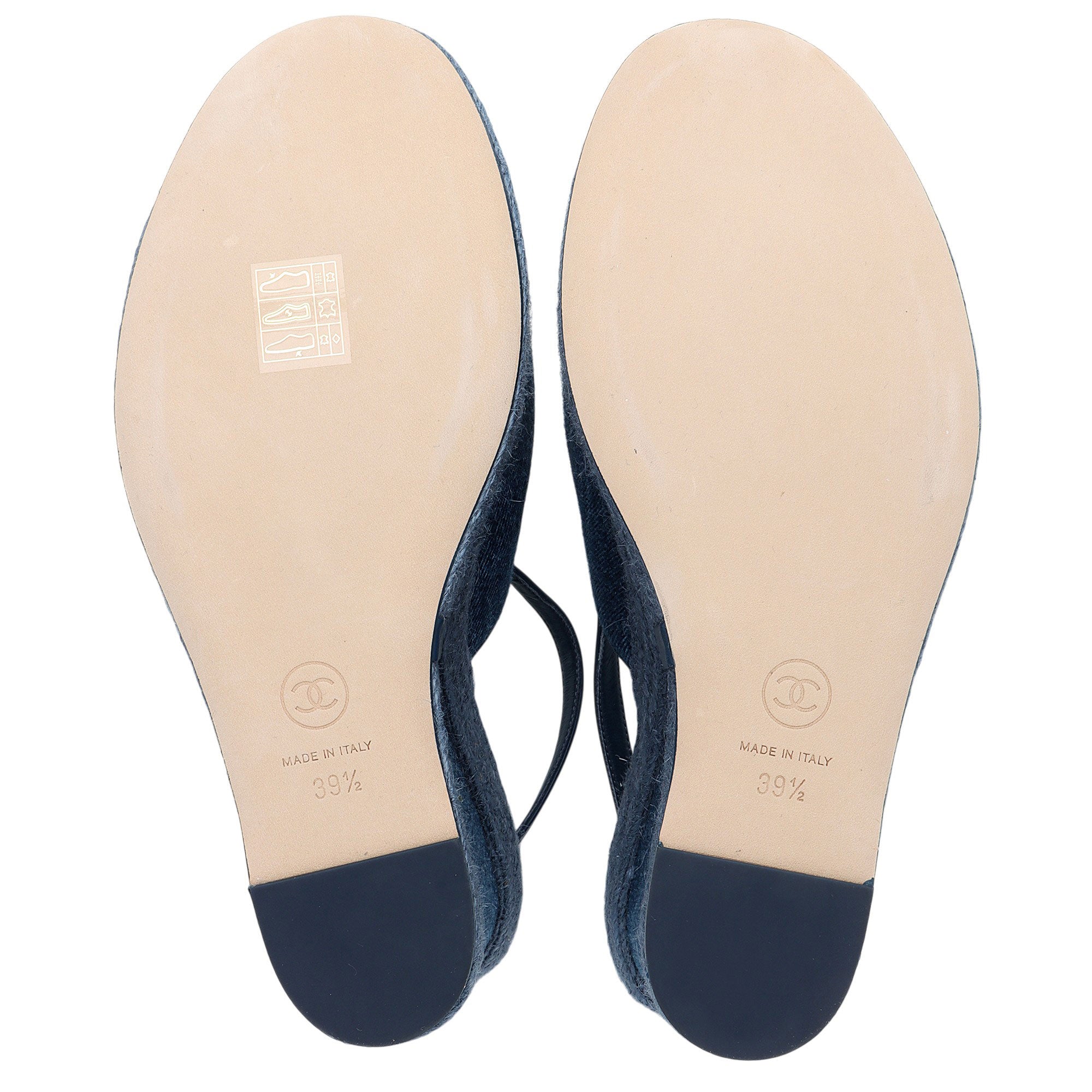 Chanel Washed Denim CC Wedge Sandals - Size 8.5 / 39.5