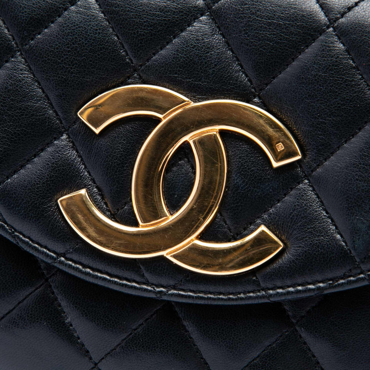 Chanel XL CC Quilted Lambskin Round Flap