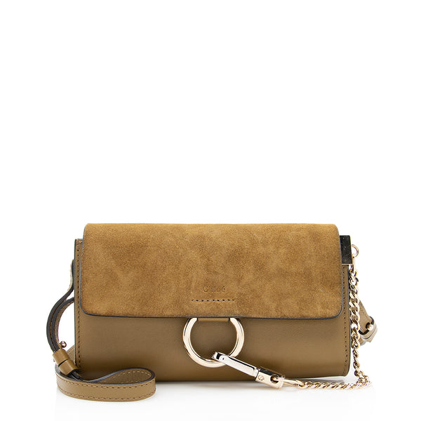 Chloe Calfskin Suede Faye Mini Shoulder Bag SHF 19991 LuxeDH