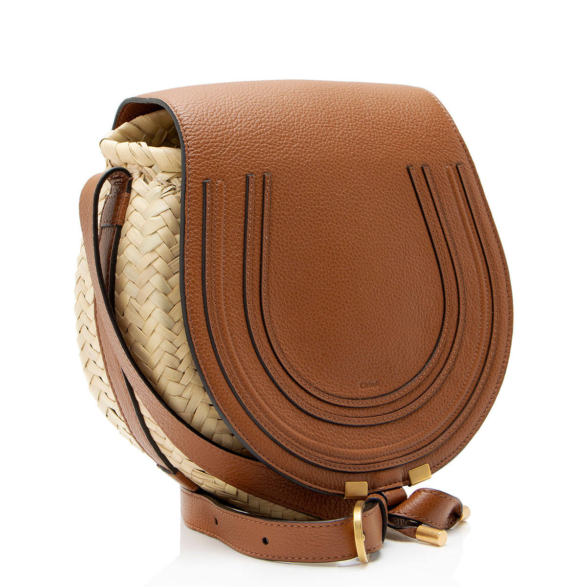 Chloe Calfskin Raffia Marcie Medium Crossbody
