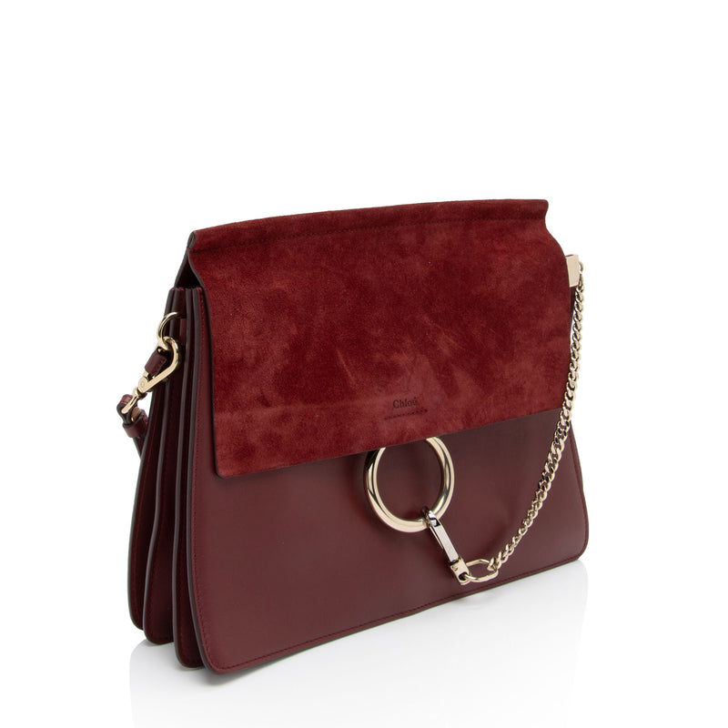 Chloe Calfskin Suede Faye Medium Shoulder Bag (SHF-Vx8bCr)