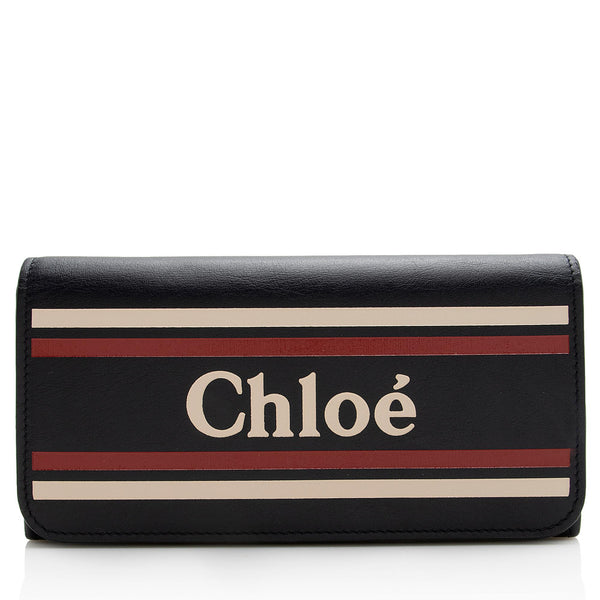 Chloe Leather Logo Vick Flap Wallet (SHF-22550)