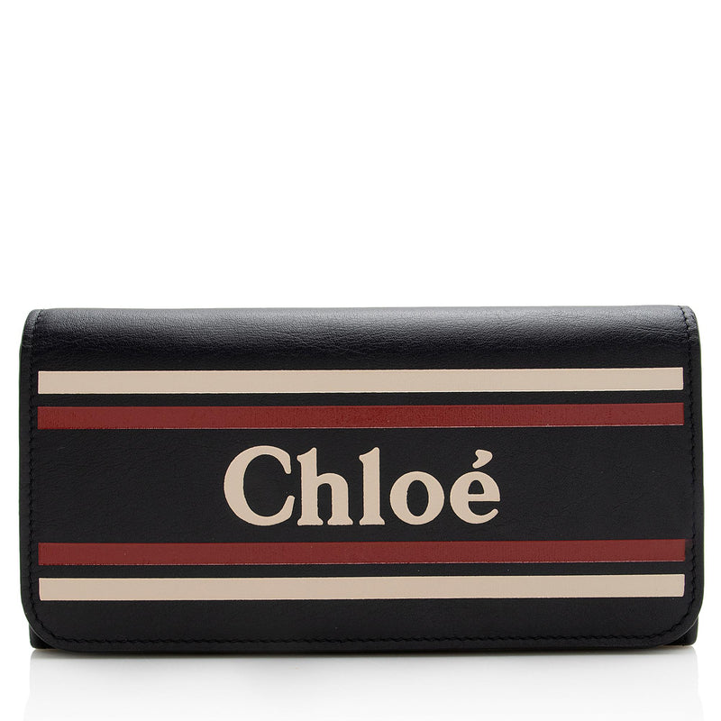 Chloe Leather Logo Vick Flap Wallet (SHF-22550) – LuxeDH