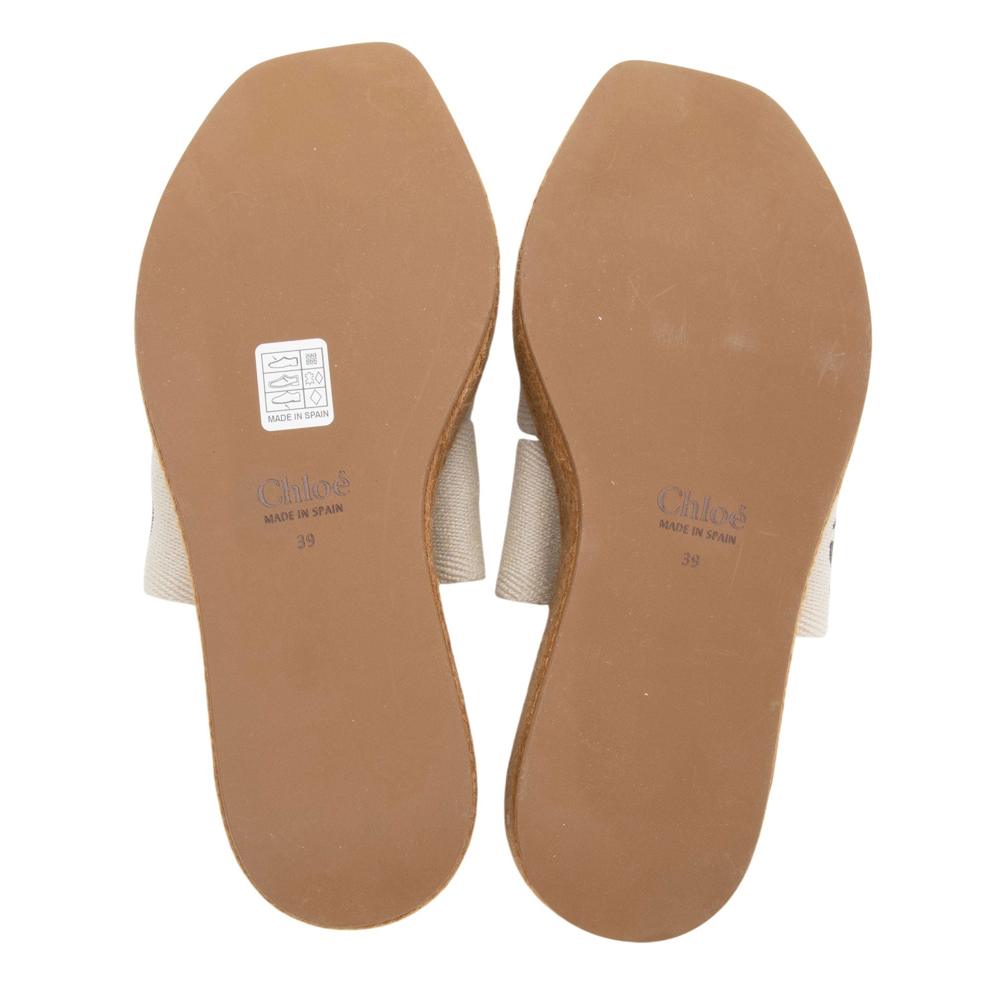 Chloe Linen Woody Wedge Espadrilles - Size 9 / 39