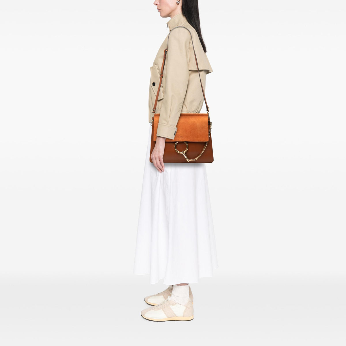 Chloe Medium Calfskin and Suede Faye Crossbody