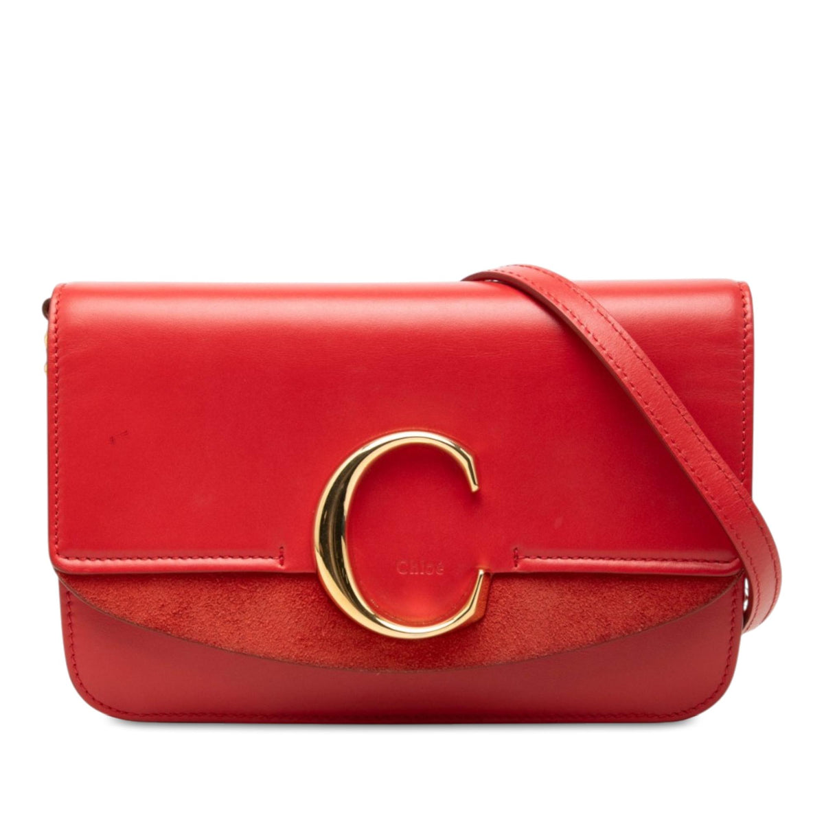 Chloe Mini Calfskin and Suede C Chain Crossbody