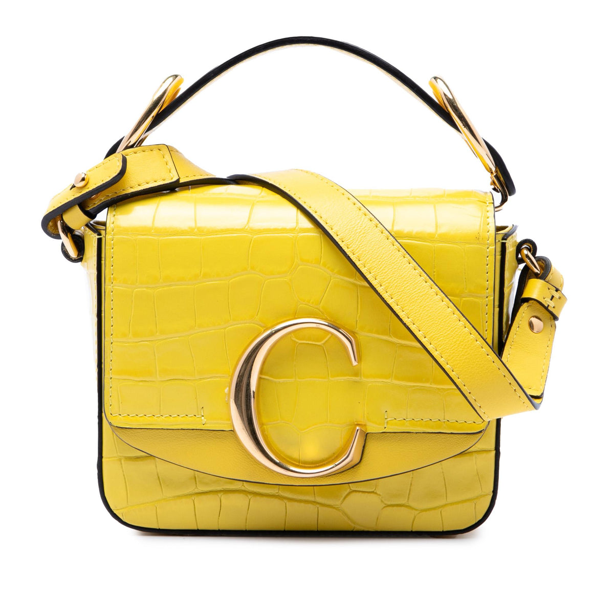 Chloe Mini Croc Embossed Calfskin C Satchel