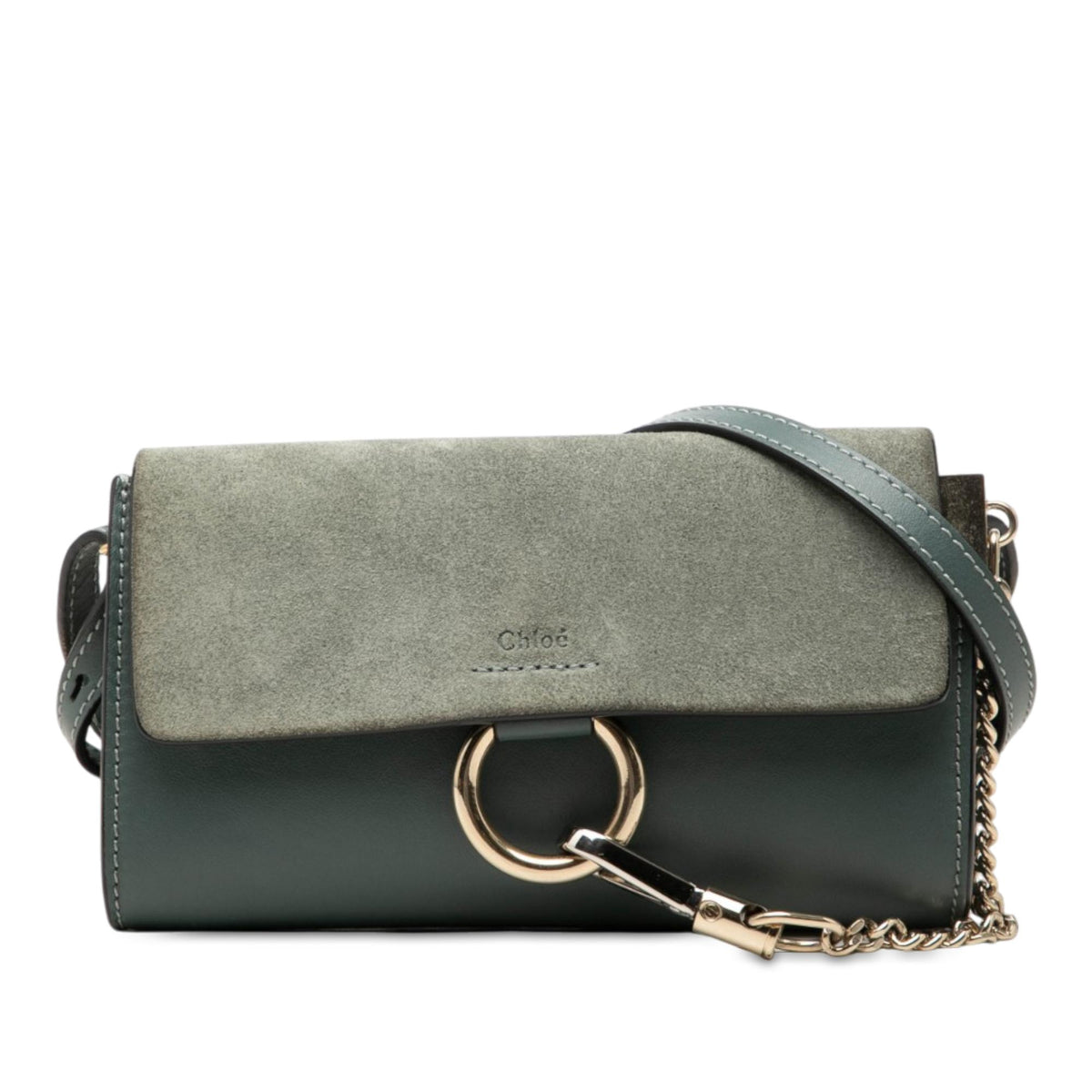 Chloe Mini Suede and Calfskin Faye Chain Crossbody