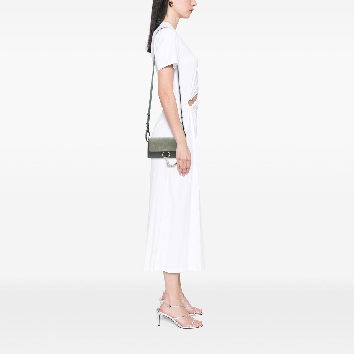 Chloe Mini Suede and Calfskin Faye Chain Crossbody