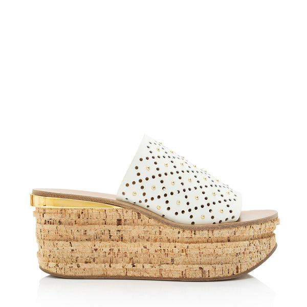 Chloe Perforated Leather Studded Camille Sandals - Size 7.5 / 37.5 (SHF-whCq5m)