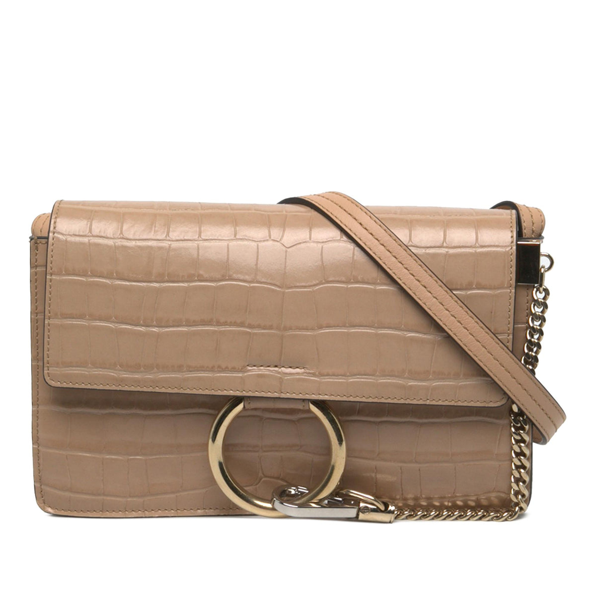 Chloe Small Croc Embossed Leather Faye Crossbody