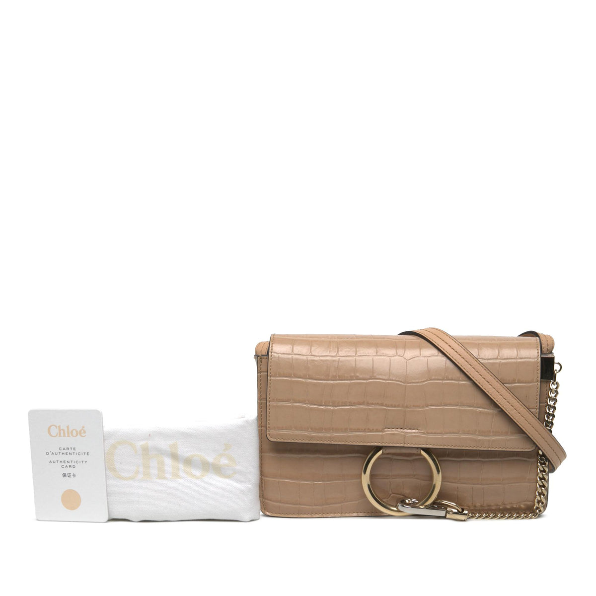 Chloe Small Croc Embossed Leather Faye Crossbody
