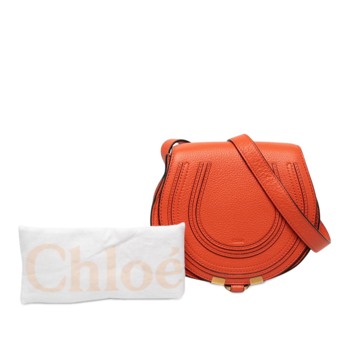Chloe Small Grained Leather Marcie Saddle Crossbody