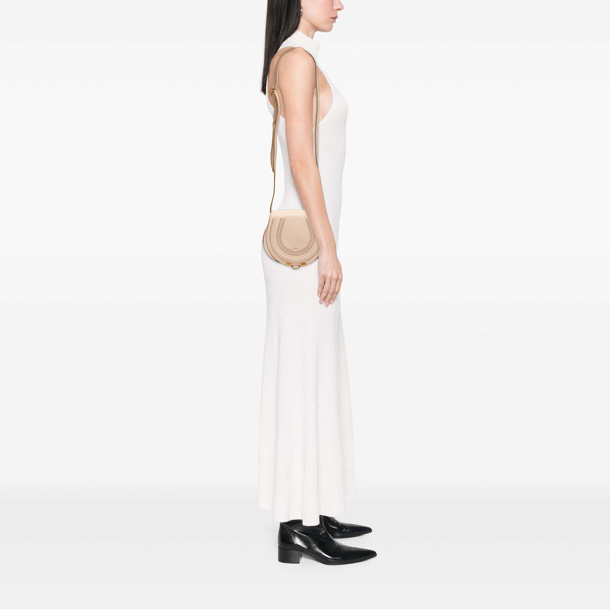 Chloe Small Grained Leather Marcie Saddle Crossbody