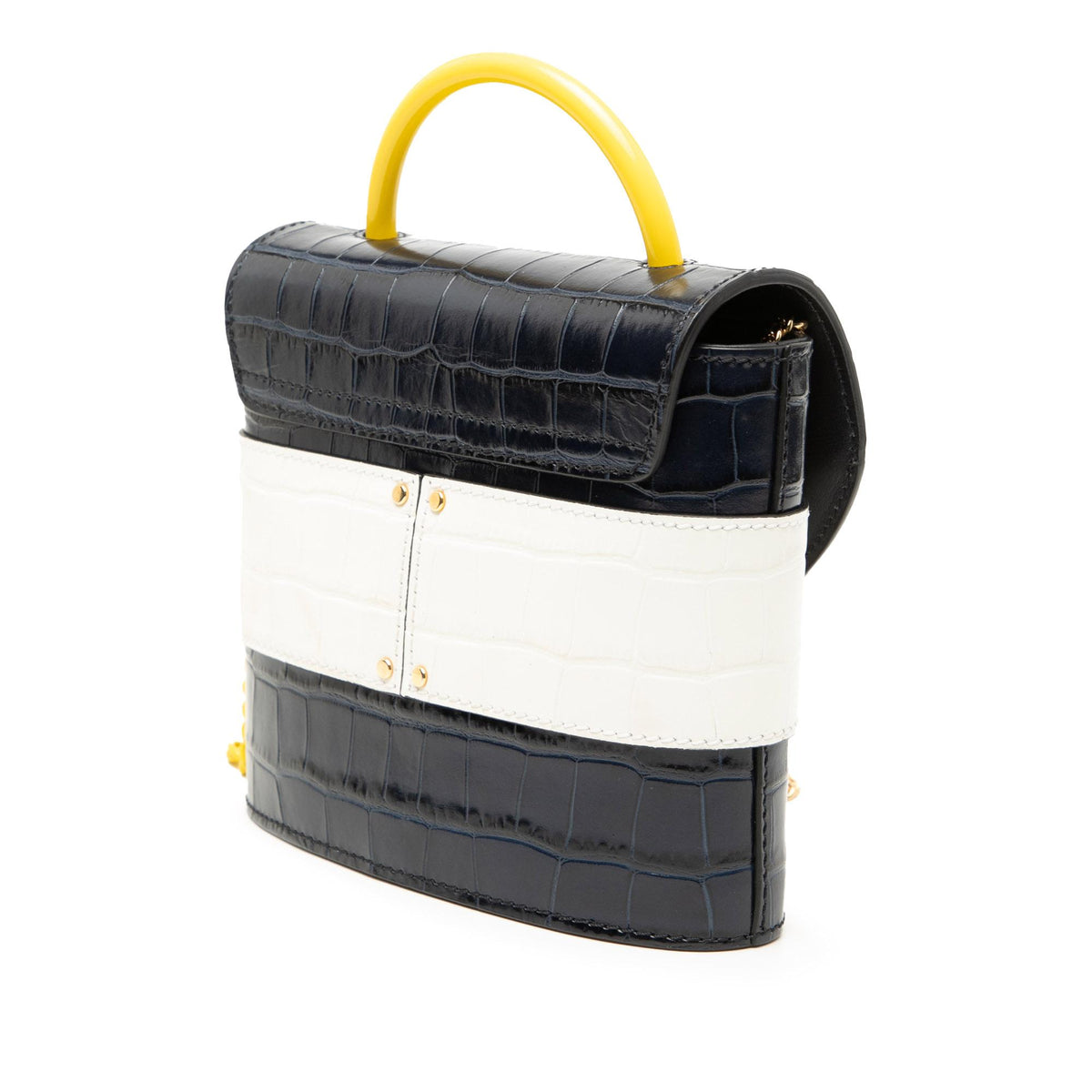 Chloe Tricolor Croc Embossed Leather Aby Lock Satchel