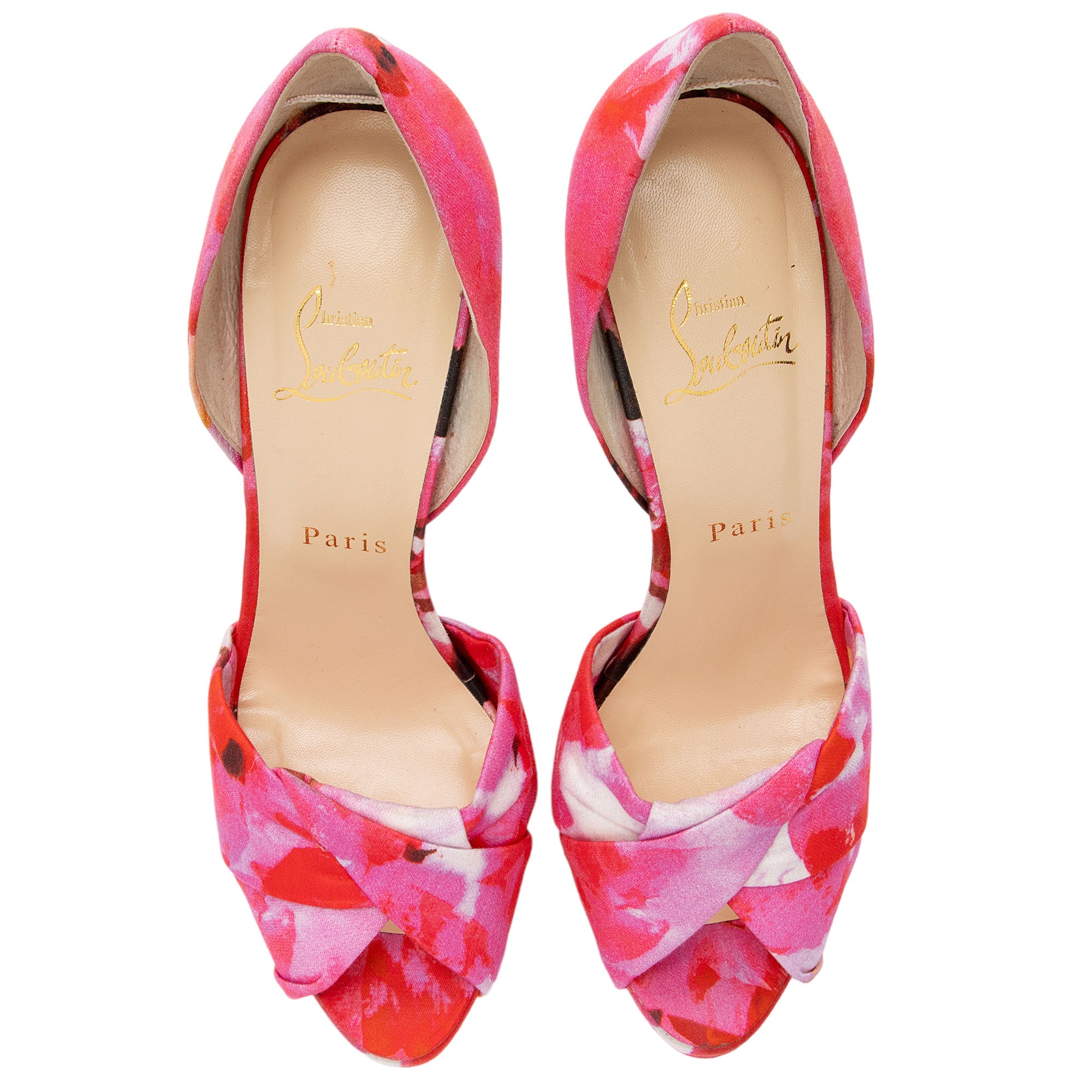 Christian Louboutin Canvas Floral d'Orsay Pumps - Size 8 / 38
