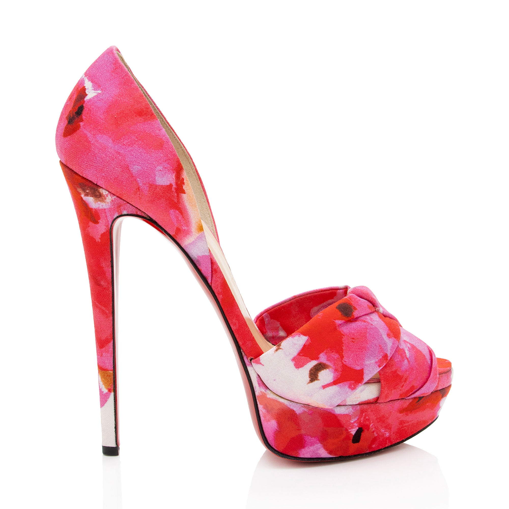 Christian Louboutin Canvas Floral d'Orsay Pumps - Size 8 / 38