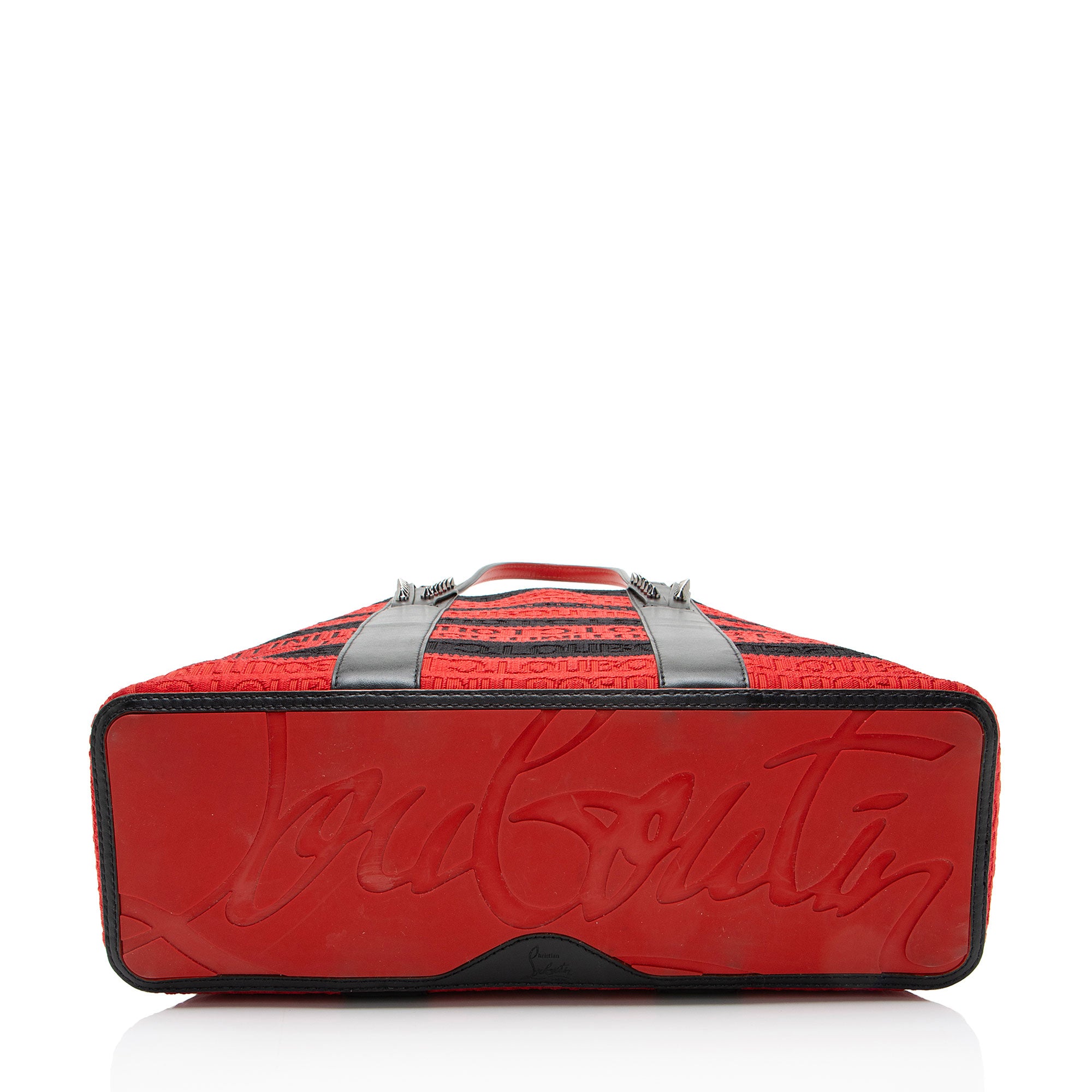 Christian Louboutin Canvas Striped Spiked Cabata Tote
