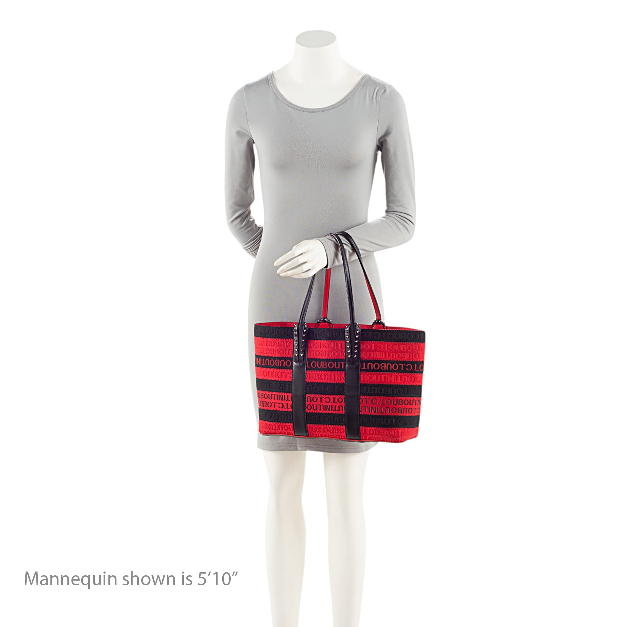 Christian Louboutin Canvas Striped Spiked Cabata Tote