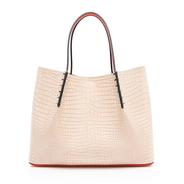 Christian Louboutin Croc Embossed Leather Cabarock Small Tote (SHF-agxwVX)