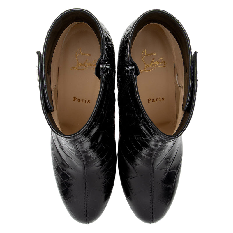 Christian Louboutin Croc Embossed Leather Janis Boots - Size 10 / 40 (SHF-LA4kiy)