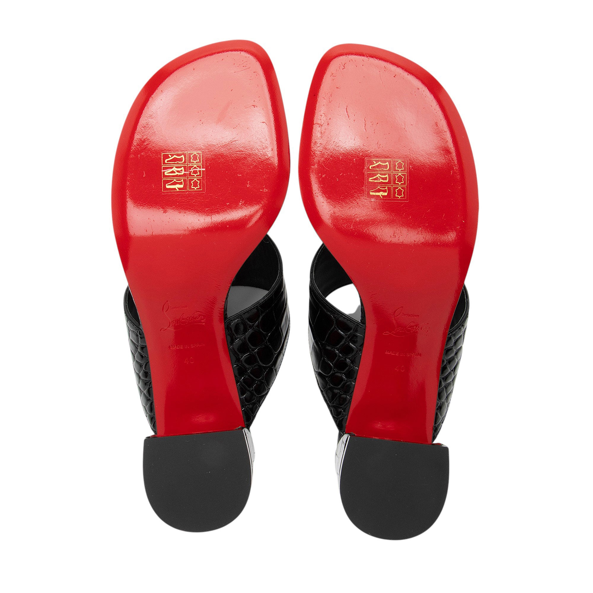 Christian Louboutin Croc Embossed Tongamule Sandals - Size 10 / 40