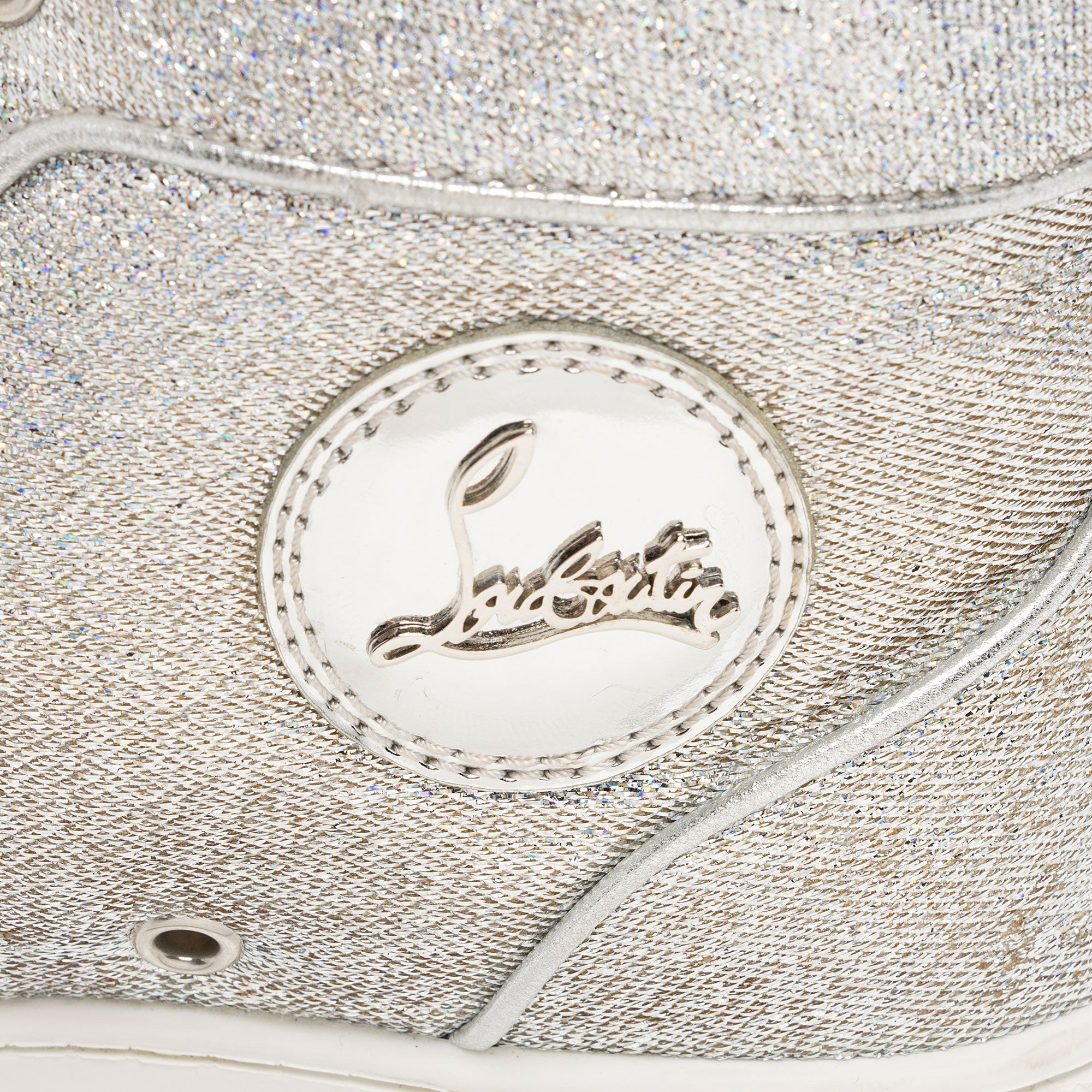 Christian Louboutin Glitter Fabric Orlato High Top Sneakers - Size 7 /