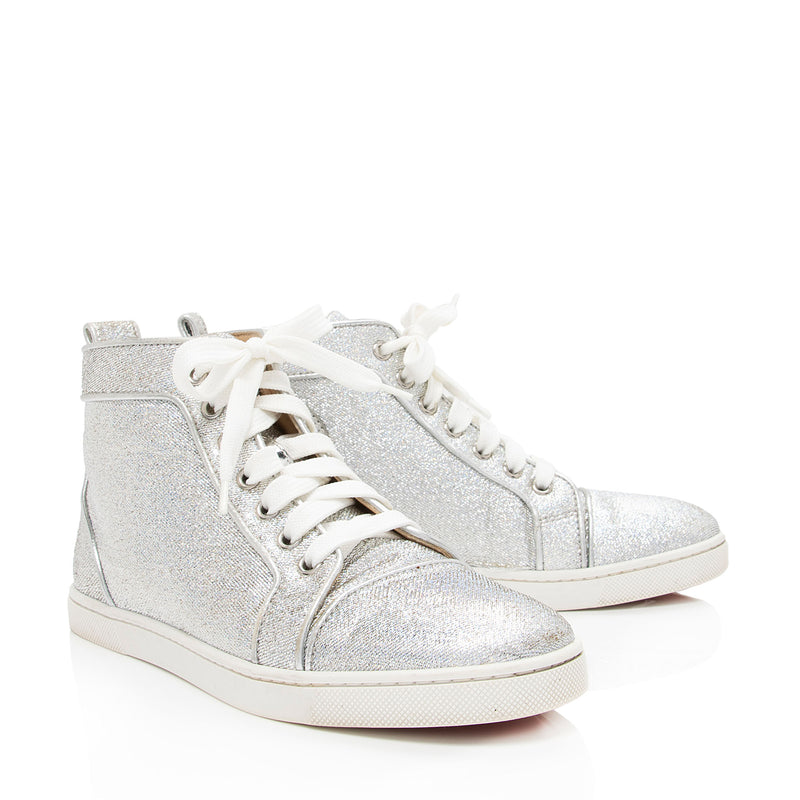 Christian Louboutin Glitter Fabric Orlato High Top Sneakers - Size 7 / 37 (SHF-TjszmX)
