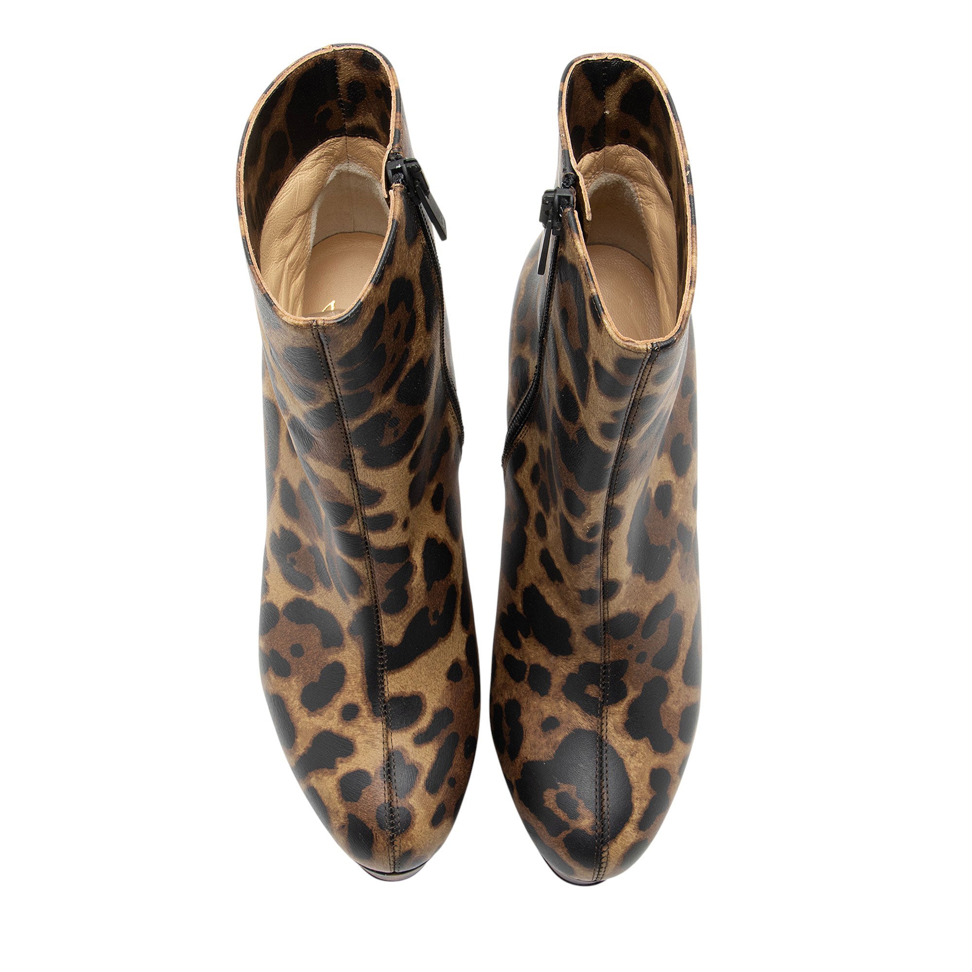 Christian Louboutin Leather Leopard Bianca Platform Boots - Size 6 / 36