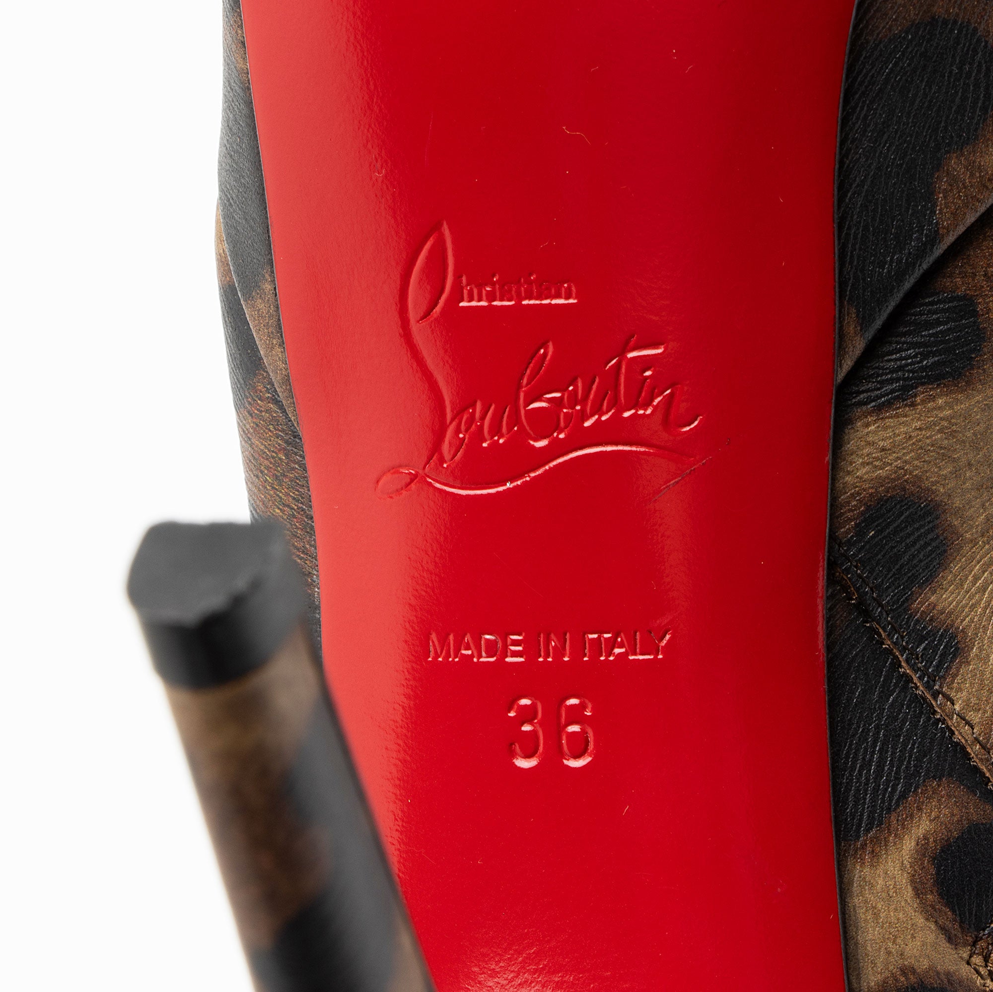 Christian Louboutin Leather Leopard Bianca Platform Boots - Size 6 / 36