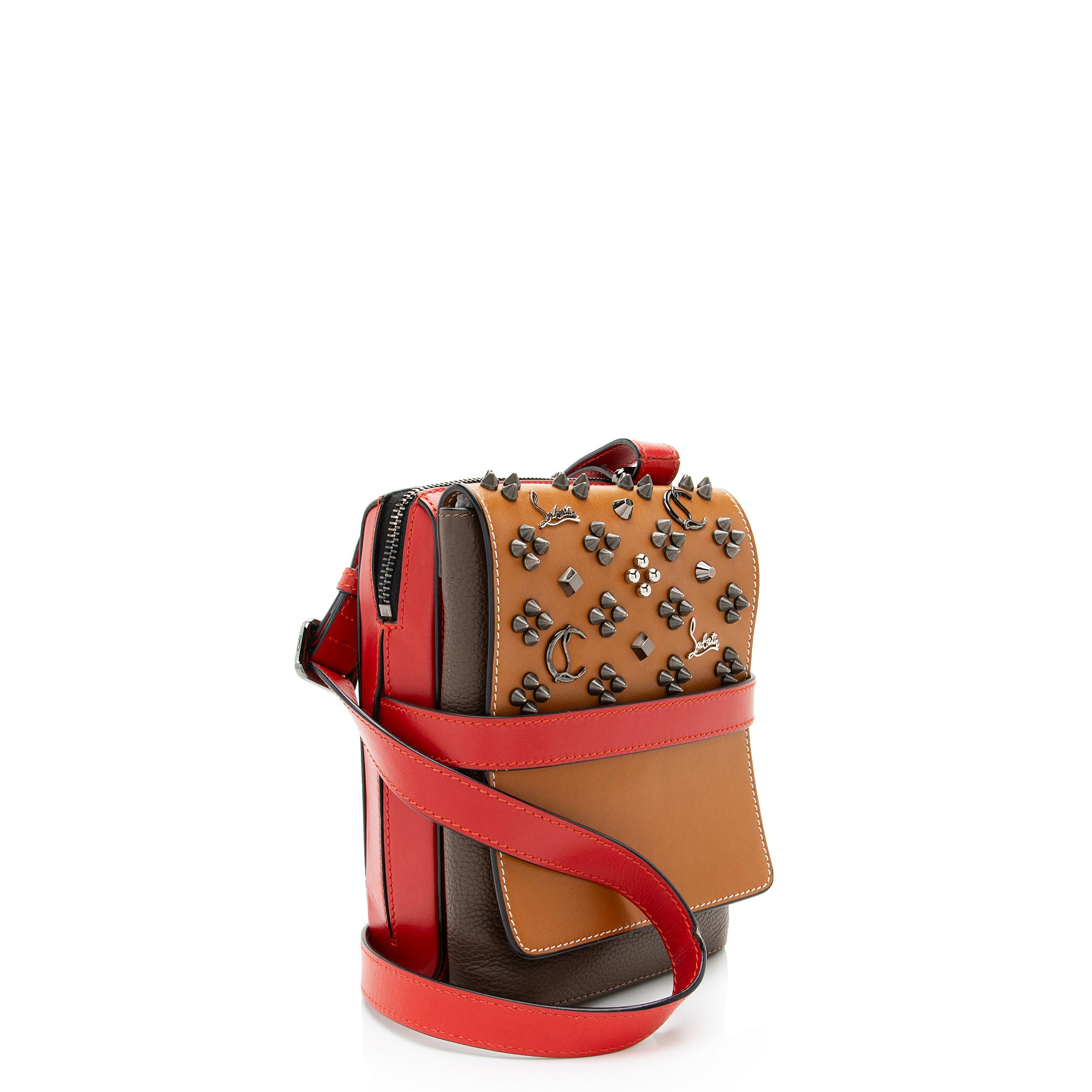 Christian Louboutin Leather Spiked Benech Reporter Bag