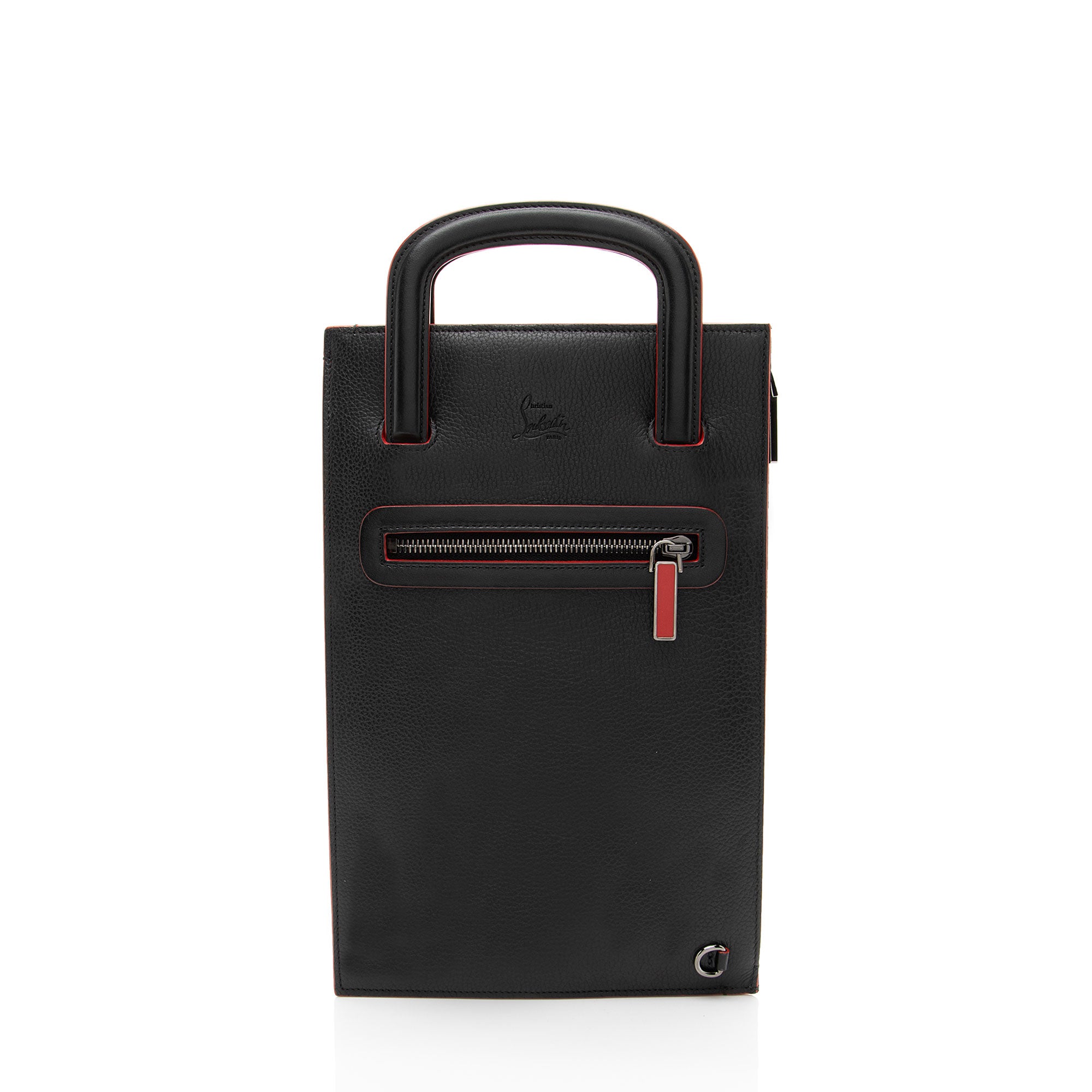 Christian Louboutin Leather Spiked Trictrac Portfolio Top Handle