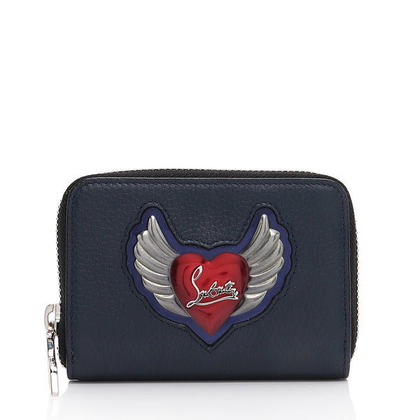 Christian Louboutin Leather Winged Heart Zip Compact Wallet (SHF-J54Gws)